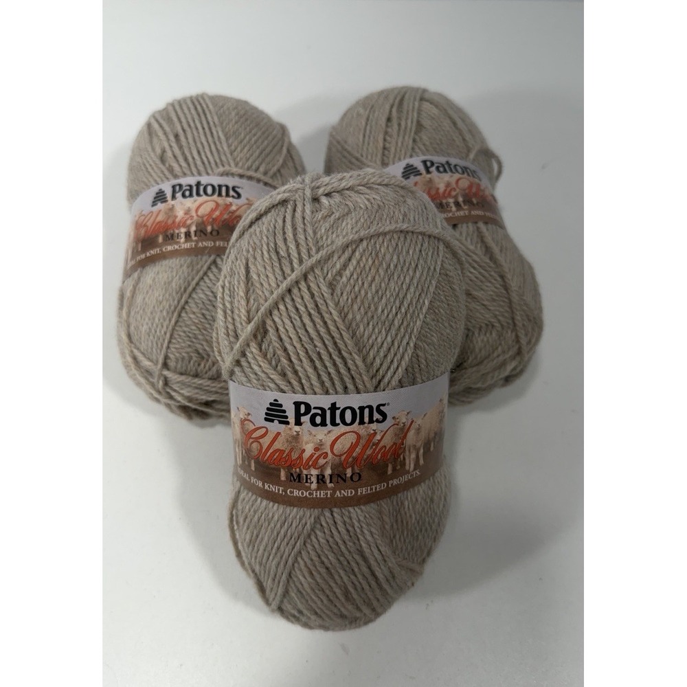 Patons Classic Wool Worsted Yarn Natural Mix (#00229) Unopened Lot Of 3